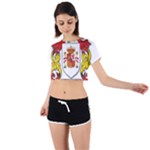 Zabaeleche Coat of Arm Tie Back Short Sleeve Crop Tee