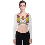 Zabaeleche Coat of Arm Velvet Long Sleeve Crop Top