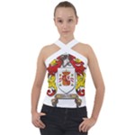 Zabaeleche Coat of Arm Cross Neck Velour Top