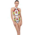 Zabaeleche Coat of Arm Halter Side Cut Swimsuit