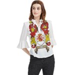 Zabaeleche Coat of Arm Loose Horn Sleeve Chiffon Blouse