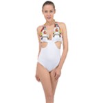 Zabaeleche Coat of Arm Halter Front Plunge Swimsuit