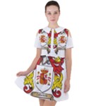 Zabaeleche Coat of Arm Short Sleeve Shoulder Cut Out Dress 