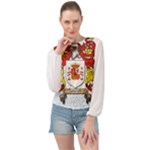 Zabaeleche Coat of Arm Banded Bottom Chiffon Top