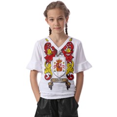 Kids  V-Neck Horn Sleeve Blouse 