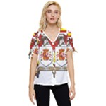 Zabaeleche Coat of Arm Bow Sleeve Button Up Top