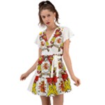 Zabaeleche Coat of Arm Flutter Sleeve Wrap Dress