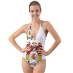 Zabaeleche Coat of Arm Halter Cut-Out One Piece Swimsuit