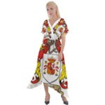Zabaeleche Coat of Arm Cross Front Sharkbite Hem Maxi Dress