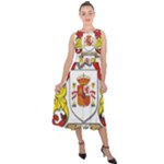 Zabaeleche Coat of Arm Midi Tie-Back Chiffon Dress