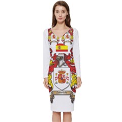 Long Sleeve V-Neck Bodycon Dress  