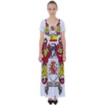 Zabaeleche Coat of Arm High Waist Short Sleeve Maxi Dress