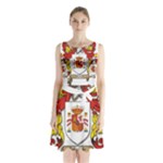Zabaeleche Coat of Arm Sleeveless Waist Tie Chiffon Dress