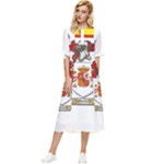 Zabaeleche Coat of Arm Bow Sleeve Chiffon Midi Dress