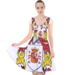 Zabaeleche Coat of Arm Cap Sleeve Front Wrap Midi Dress