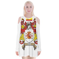 Zabaeleche Coat of Arm Velvet Long Sleeve Shoulder Cutout Dress from ArtsNow.com