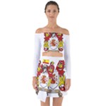 Zabaeleche Coat of Arm Off Shoulder Top with Skirt Set