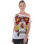 Zabaeleche Coat of Arm Off Shoulder Tie-Up Tee