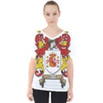 Zabaeleche Coat of Arm V-Neck Dolman Drape Top