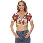 Zabaeleche Coat of Arm Twist Front Crop Top