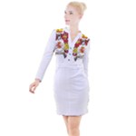 Zabaeleche Coat of Arm Button Long Sleeve Dress