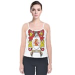 Zabaeleche Coat of Arm Velvet Spaghetti Strap Top