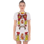 Zabaeleche Coat of Arm Drop Hem Mini Chiffon Dress