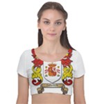 Zabaeleche Coat of Arm Velvet Short Sleeve Crop Top 