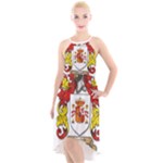 Zabaeleche Coat of Arm High-Low Halter Chiffon Dress 