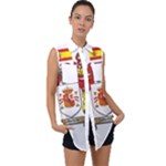 Zabaeleche Coat of Arm Sleeveless Chiffon Button Shirt
