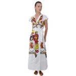 Zabaeleche Coat of Arm Flutter Sleeve Maxi Dress