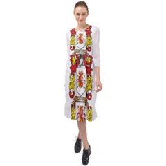 Ruffle End Midi Chiffon Dress 