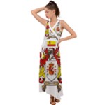 Zabaeleche Coat of Arm V-Neck Chiffon Maxi Dress