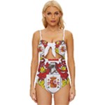 Zabaeleche Coat of Arm Knot Front One-Piece Swimsuit