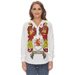 Zabaeleche Coat of Arm Zip Up Long Sleeve Blouse