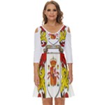 Zabaeleche Coat of Arm Shoulder Cut Out Zip Up Dress