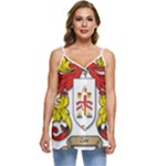 Zabaeleche Coat of Arm Casual Spaghetti Strap Chiffon Top