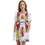 Zabaeleche Coat of Arm Kids  Frilly Sleeves Pocket Dress
