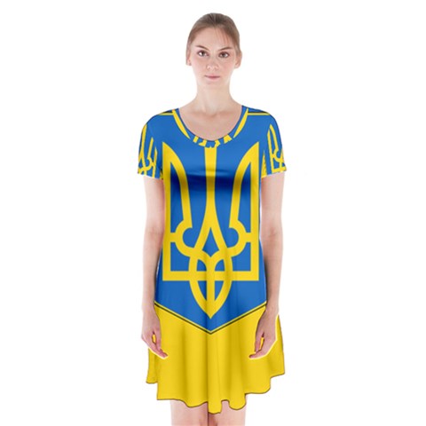 Flag of Ukraine with Coat of Arms Short Sleeve V