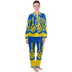 Flag of Ukraine with Coat of Arms Satin Long Sleeve Pajamas Set