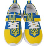 Flag of Ukraine with Coat of Arms Kids  Velcro Strap Shoes