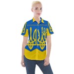 Flag of Ukraine with Coat of Arms Women s Short Sleeve Pocket Shirt