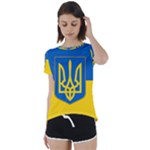 Flag of Ukraine with Coat of Arms Short Sleeve Foldover Tee