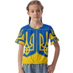 Flag of Ukraine with Coat of Arms Kids  Cuff Sleeve Scrunch Bottom Tee