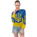 Flag Of Ukraine Coat Of Arms Banded Bottom Chiffon Top