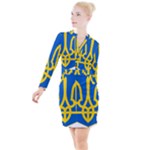 Coat of Arms of Ukraine Button Long Sleeve Dress