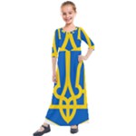 Coat of Arms of Ukraine Kids  Quarter Sleeve Maxi Dress