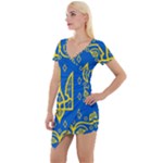 Coat of Arms of Ukraine, 1918-1920 Short Sleeve Asymmetric Mini Dress