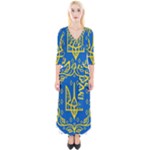 Coat of Arms of Ukraine, 1918-1920 Quarter Sleeve Wrap Maxi Dress