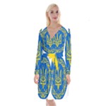 Coat of Arms of Ukraine, 1918-1920 Long Sleeve Velvet Front Wrap Dress